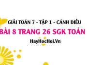 Giải bài 8 trang 26 Toán 7 Tập 1 SGK Cánh Diều